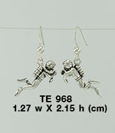 Scuba Sport Diver Sterling Silver Earrings